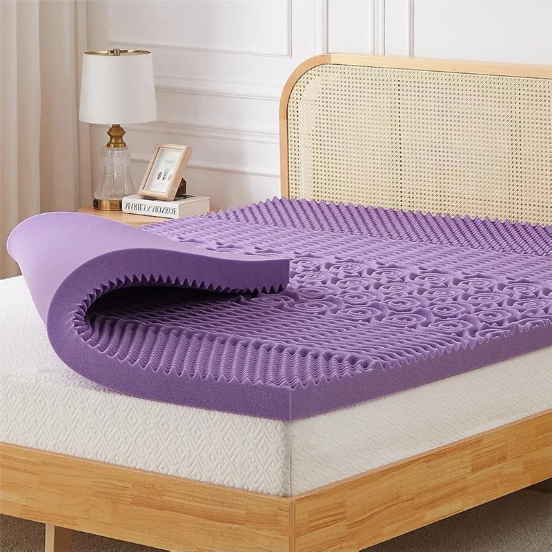 IULULU Mattress Topper, 3 Inch Full Size 5-Zone Gel Memory Foam Egg Crate Bed Topper, Targeted Support, Pressure Relief, CertiPUR-US Certified, Lavender