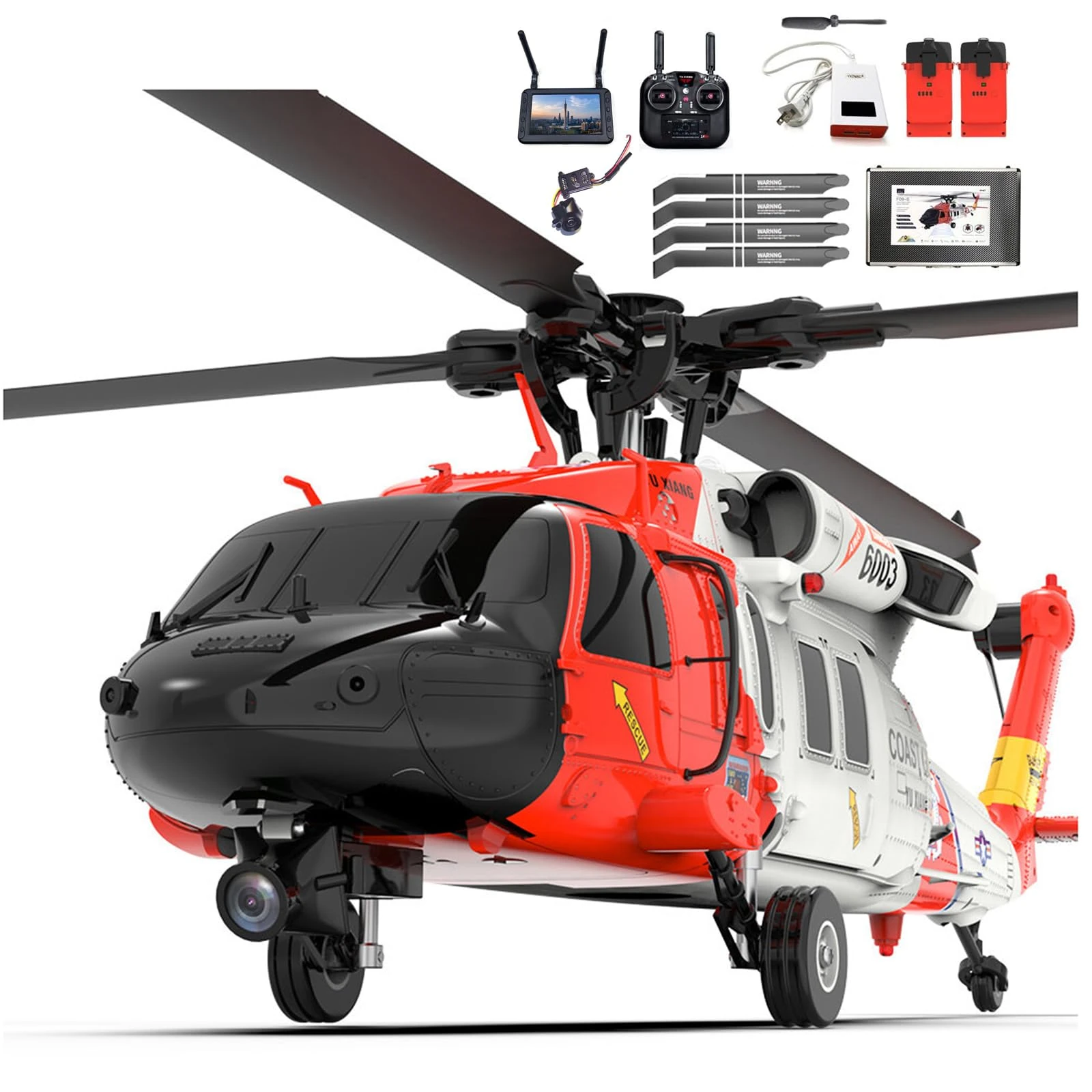 RC Helicopter for Adult, 1:47 2.4G 6CH Brushless Direct Drive UH60-Black Hawk Aircraft Model with 6G / 3D Stunt & 6 Axis Gyroscope, Electric Simulation Plane Hobby-Grade Model RTF (with camera)