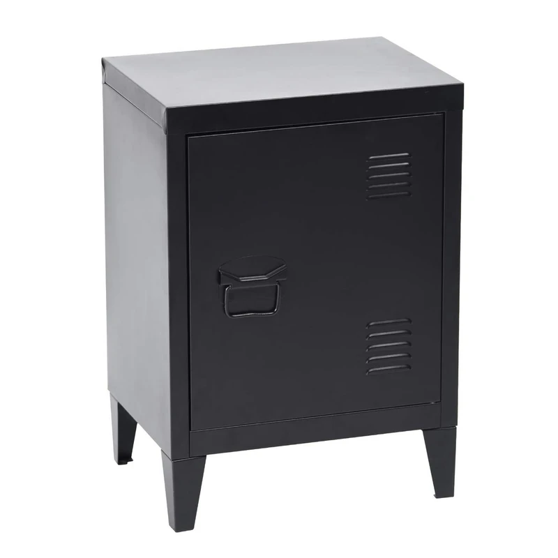 FurnitureR Storage Cabinet Metal Cabinet Standing Cupboard, Side Organizer with 2 tier Shelves Filing cabinet for Home Office Study Bedroom Living room, Black,40.5x30.5x57.5cm