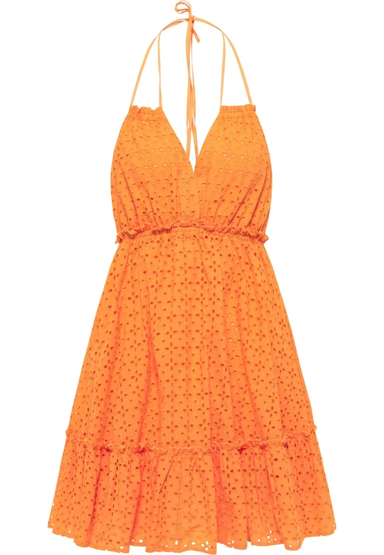 LOMASI Women's Summer Dress with Perforated Embroidery, XS