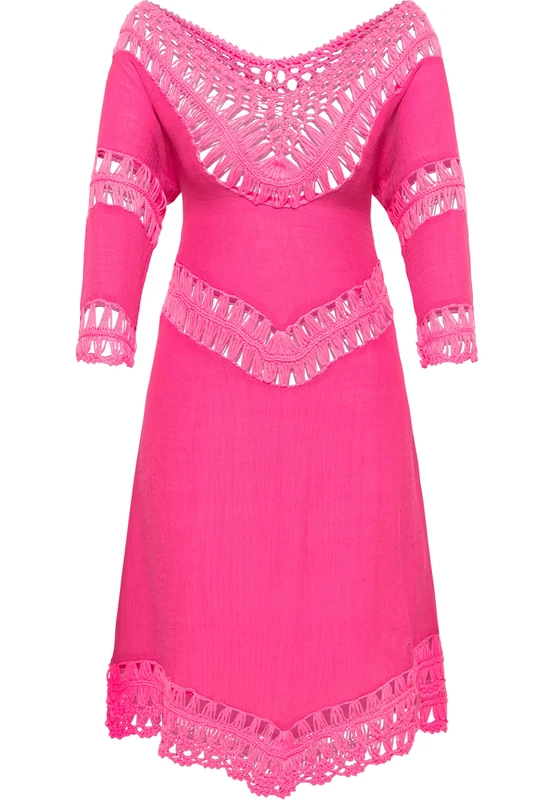 IKITA Women's Tunic Dress mini with Crochet Part, X XX-Large