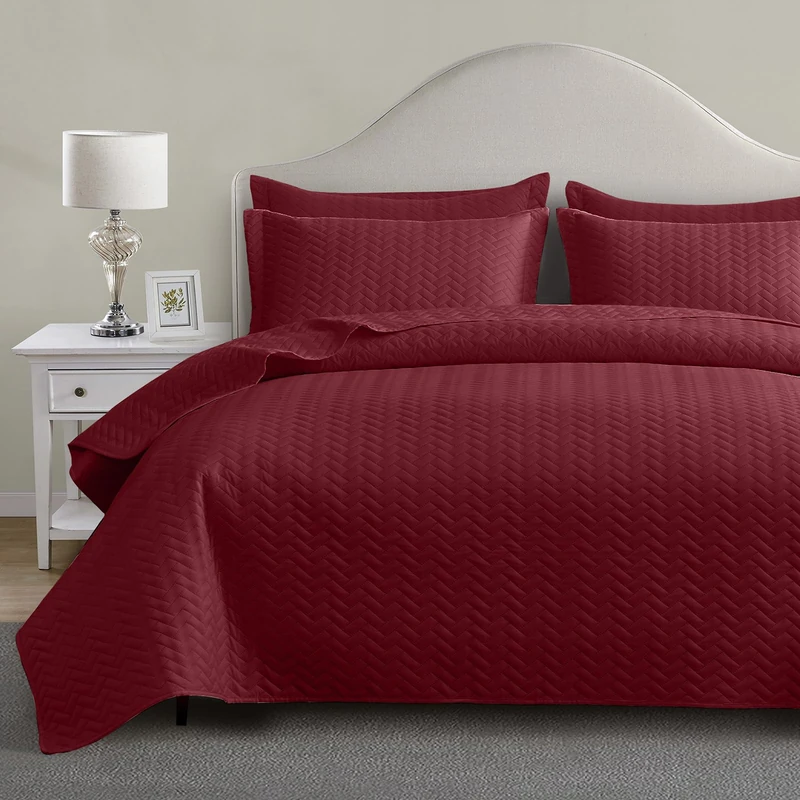 Maple&Stone Burgundy Quilt Set California King Size Bedspread
