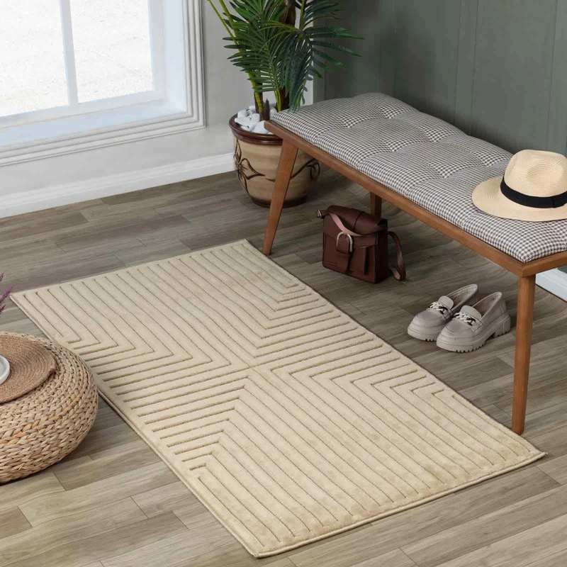 Livabliss Lenox Indoor Outdoor - Large Boho for Living Room 80x150cm Dining, Kitchen Carpet, Patterned Neutral & Coloured, Waterproof, Stain Durable - Sesame
