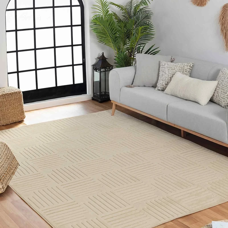 Livabliss Detroit Indoor Outdoor - Large Boho for Living Room 160x220 cm Dining, Kitchen Carpet, Patterned Neutral & Coloured, Waterproof, Stain Durable - Sesame