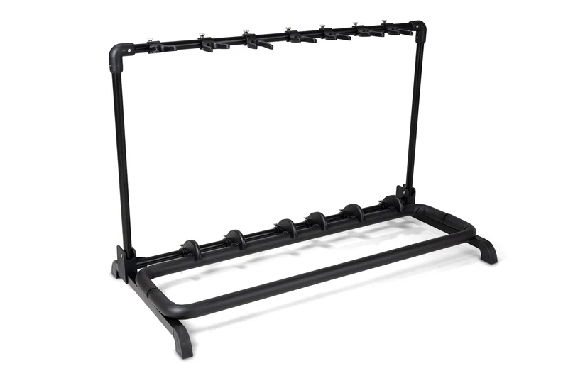 GEWA Guitar Stand Multi-Stand - for 7 Instruments - adjustable - also for Roundback Guitars, black, GS-107B