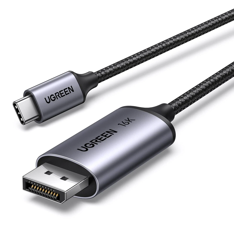 UGREEN USB C to DisplayPort 2.1 Cable 16K@30Hz 8K@120Hz 4K@240Hz 2K@360/480Hz Thunderbolt 5 Type C DP DSC HDR G-Sync VRR ALLM Compatible for MacBook Pro/Air Mac Mini/Studio iMac iPad XPS Surface(2M)