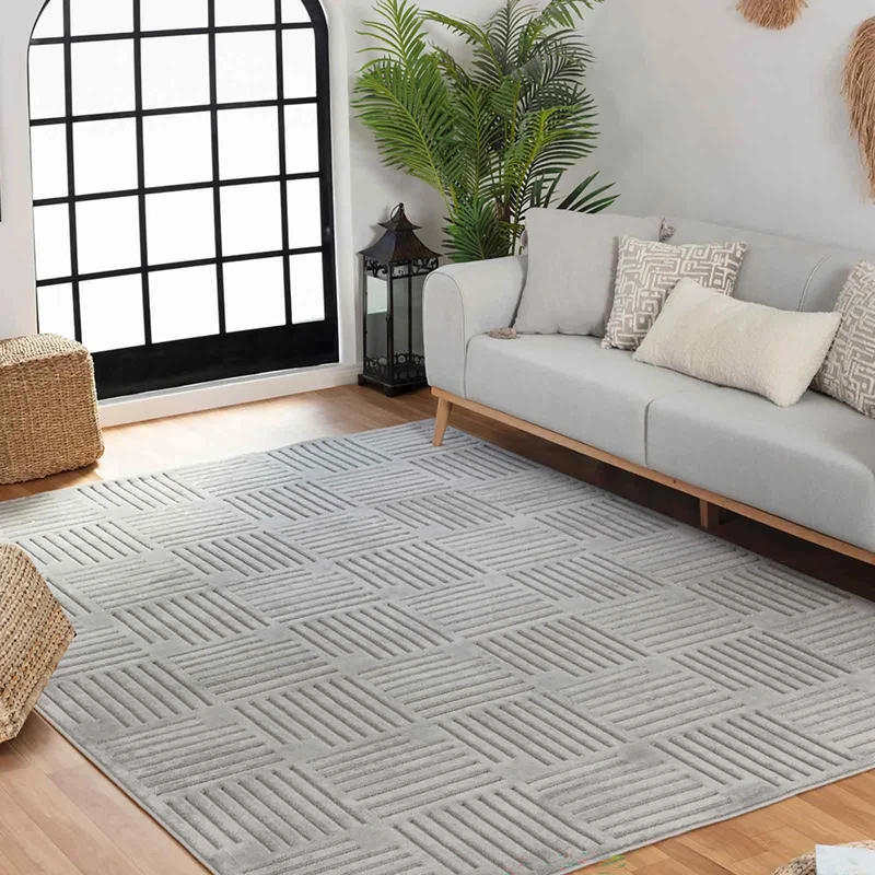 Livabliss Detroit Indoor Outdoor - Large Boho for Living Room 160x220 cm Dining, Kitchen Carpet, Patterned Neutral & Coloured, Waterproof, Stain Durable - Grey