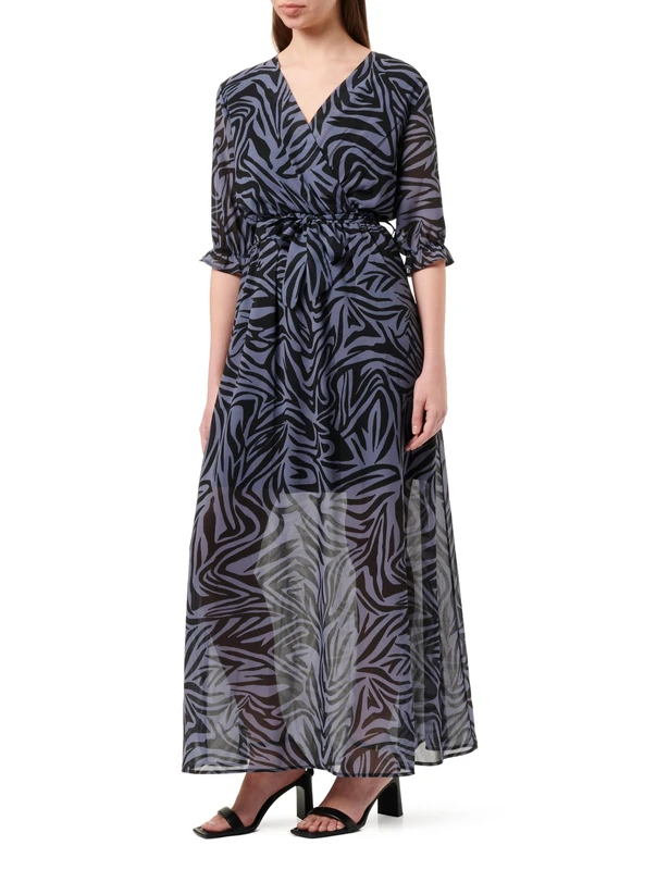 NAEMI Women's Zebra Print Maxi Dress, S