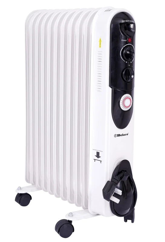 Belaco BEL-OH221 Oil Filled Radiators 11 Fins Portable Electric Heater, 24H Timer Thermostat Control, Portable Heater, Electric Radiator, Overheat Protection 2500W Energy Efficient