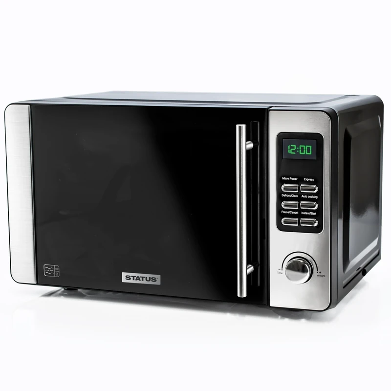 STATUS Stamford Microwave Oven, 700W Stainless Steel Manual Microwave with 20L Capacity, 5 Power Levels, 30 Minute Timer, Compact Freestanding Worktop Appliance for Daily Use, (STAMFORD1PKB)