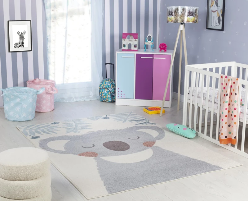 Livabliss Koala Kids Rug - Childrens Rugs for Bedroom 160x213 cm, Animal Kids Carpet for Girls & Boys Bedroom, Playroom and Nursery Rugs, Baby Rug for Girl or Boy Room, Ivory and Grey