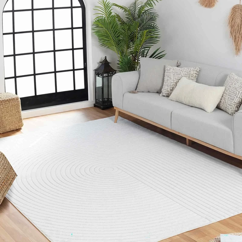 Livabliss Boston Indoor Outdoor Rug - Large Boho Rugs for Living Room 200x275 cm Dining, Kitchen Carpet, Patterned Neutral & Coloured Rugs, Waterproof, Stain Durable - White