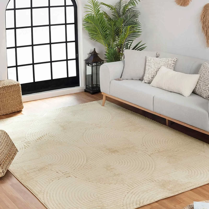 Livabliss Houston Indoor Outdoor – Large Carpet 160x220 cm for Living Room & Dining – Boho Patterned, Waterproof, Stain-Resistant, Sesame