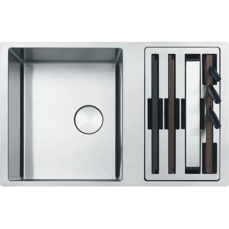 Kitchen Sink Made of Stainless Steel with Single and a Half Bowl from Franke Box BWX 120-41-27 - Stainless Steel - 122.0617.527