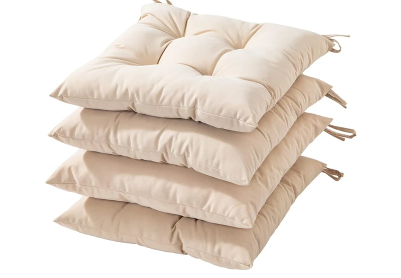 HAMO Garden Chair Cushions Outdoors Seat Pads, Set of 4, 45x50 cm, 18x20 inches (Natural)
