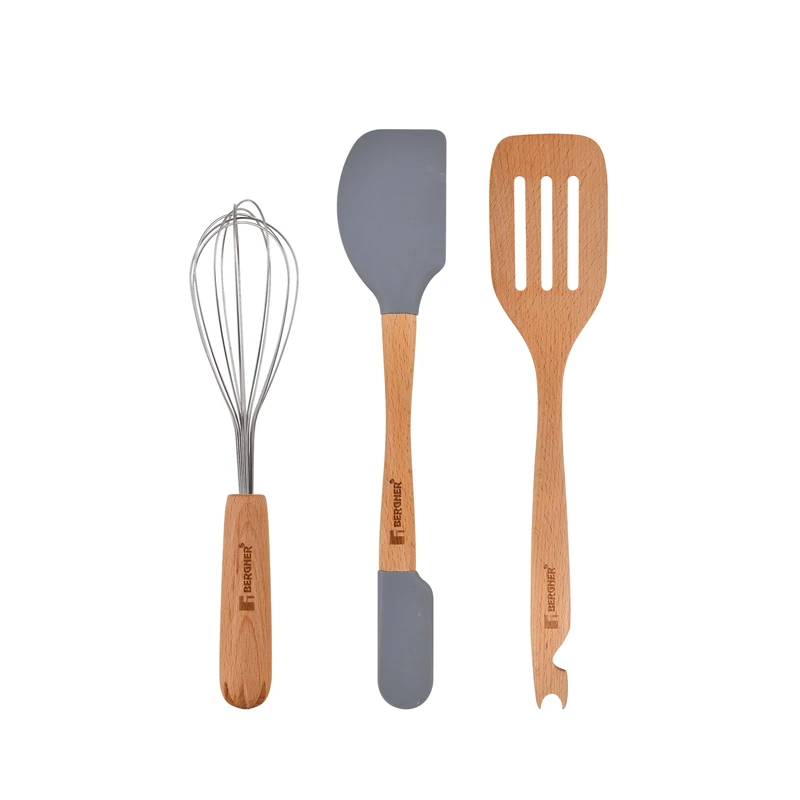 3PC Multifunction Kitchen Utensils Set Beech Wood Genius BG - Image 1