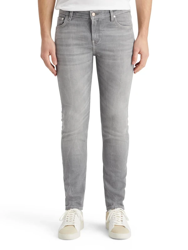 Scotch & Soda Men Skim Skinny-Fit Jeans Casual Trousers, Grey Sands, 31-32