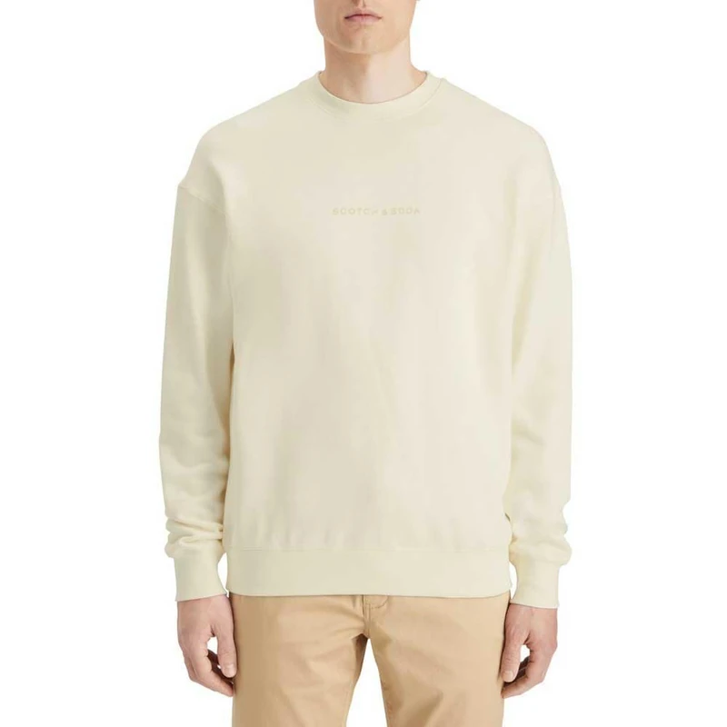 Scotch & Soda Mens Core - Logo Front Chest Sweatshirt, Off-white, L UK