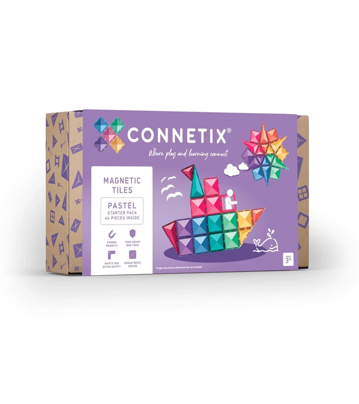 Connetix Pastel Starter Pack, 64 Pieces