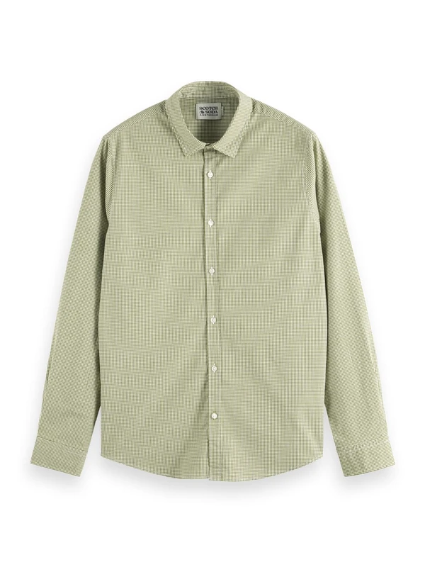 Scotch & Soda Men's Seasonal Essentials Poplin Shirt, Green Check 6481, XL