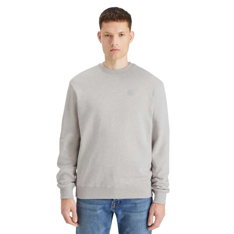 Scotch & Soda Mens Essential Badge Logo Crewneck Sweatshirt, Grey Melange, M UK