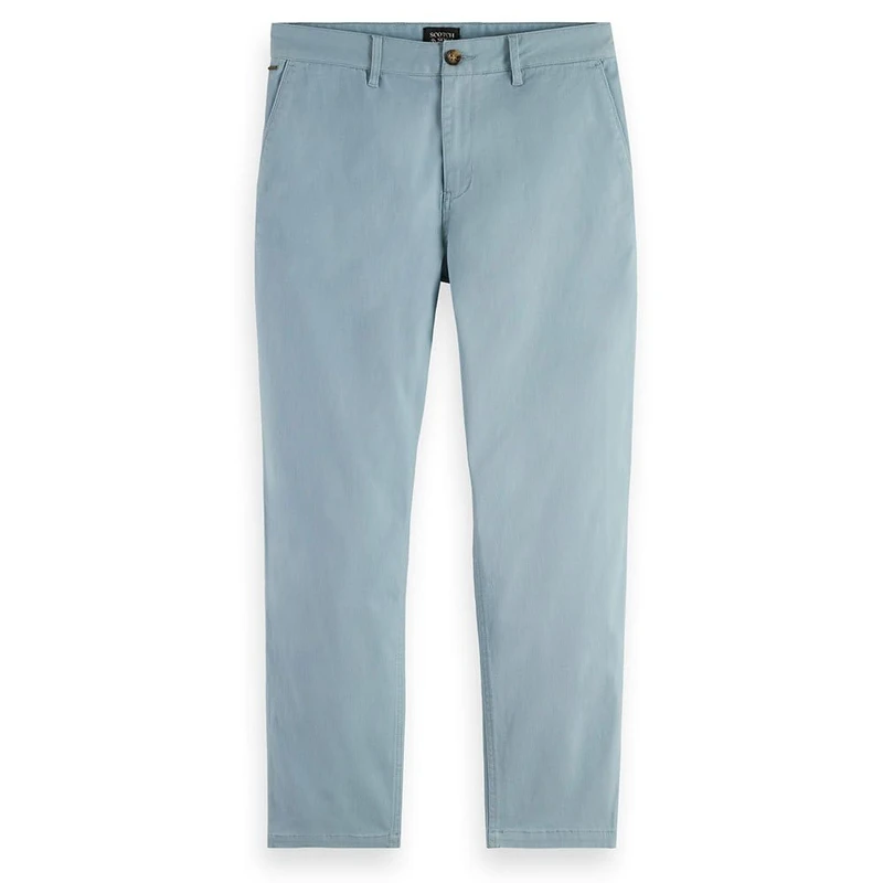 Scotch & Soda Men's Core Drift Cotton Blend Twill Chino Pants, Bay Blue, 28 W/ 30 L