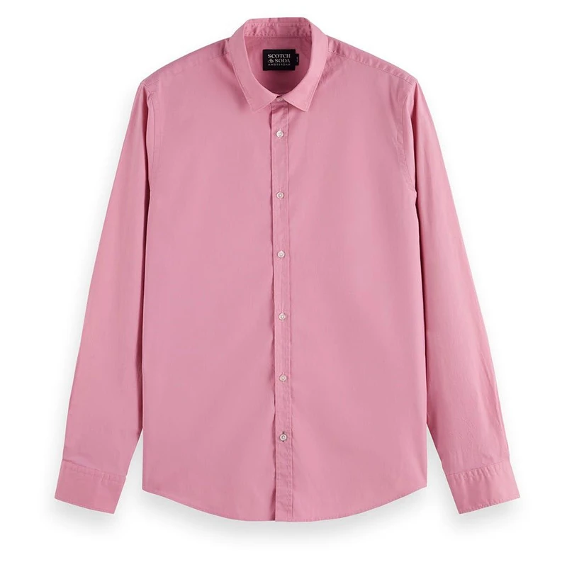 Scotch & Soda Men's Seasonal Essentials Poplin Solid Shirt, Poetry Pink 7451, S