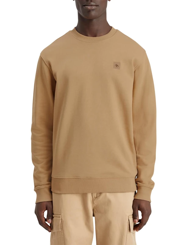 Scotch & Soda Men's Essential Badge Crew Sweat Sweatshirt, Desert Sand, S
