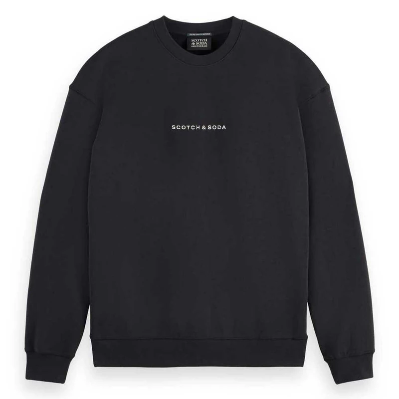 Scotch & Soda Mens Core - Logo Front Chest Sweatshirt, Black, XL UK