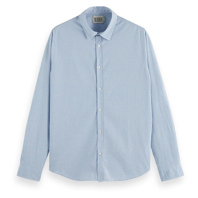 Scotch & Soda Men's Seasonal Essentials Poplin Shirt, Blue Check 6096, XXL
