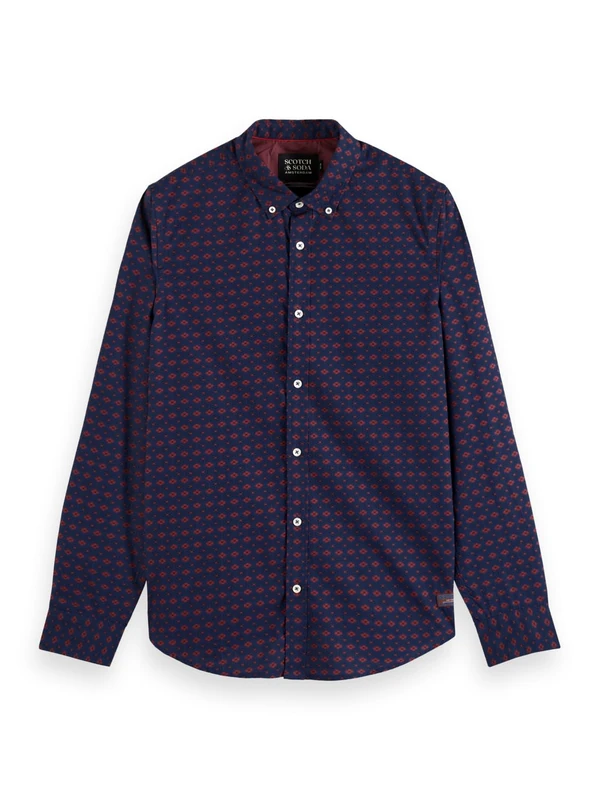 Scotch & Soda Men's Slim Fit AOP Shirt, Night Bookcover Ditsy 7443, XL