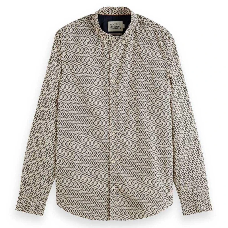 Scotch & Soda Men's Slim Fit Ditsy AOP Shirt, Parchment Geo Flower 7453, S