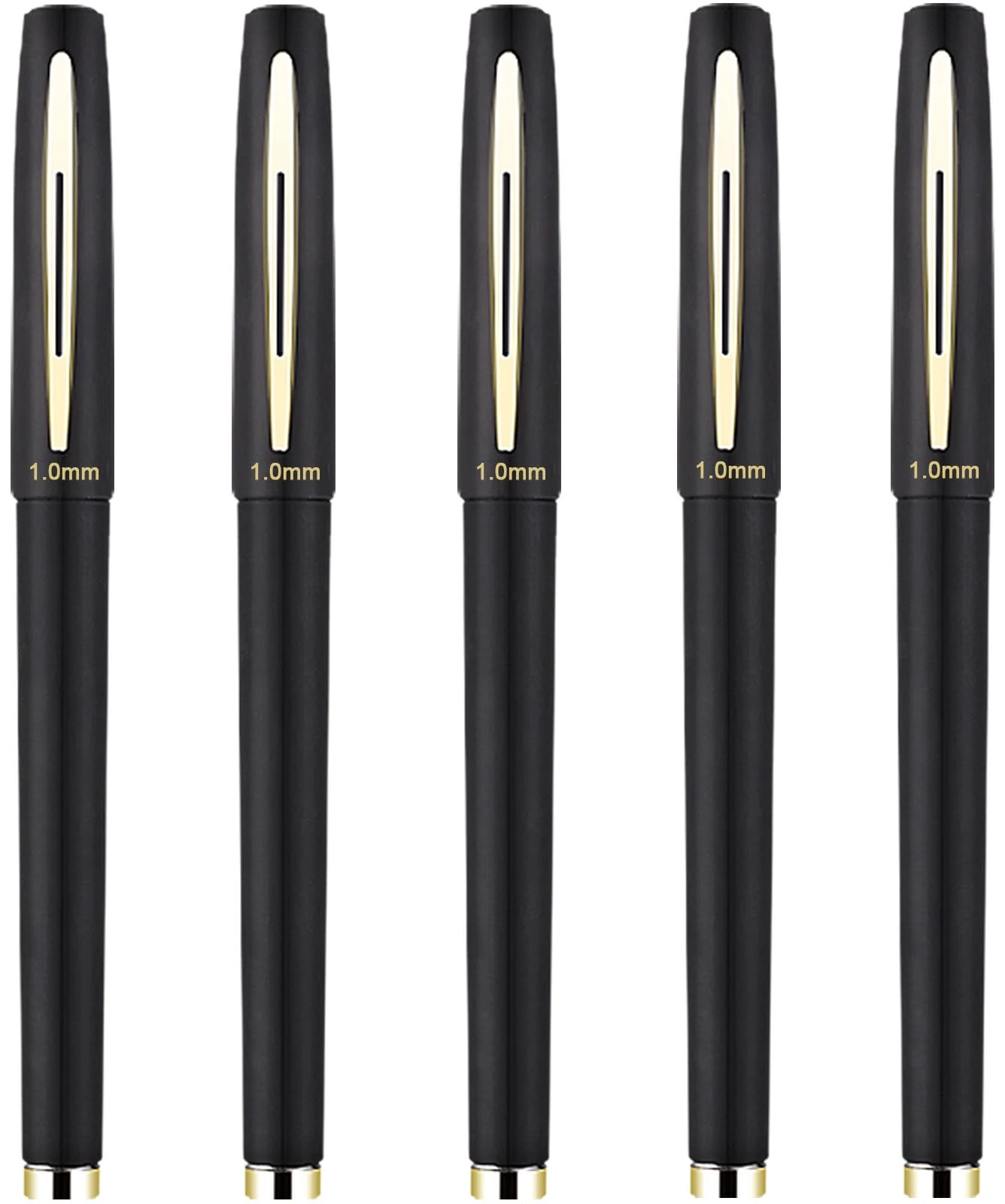Black Ink Rollerball Pens 1.0mm Ballpoint Tip for School Office Business (Pack of 5)