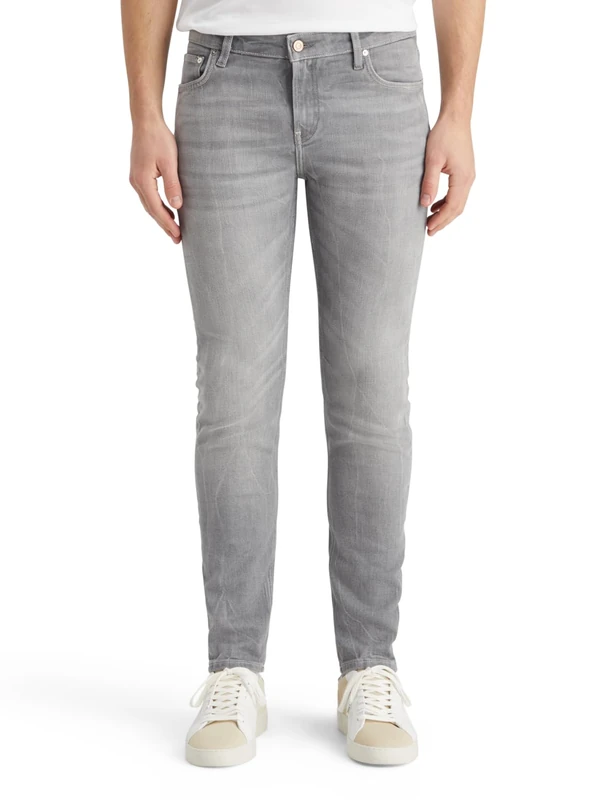 Scotch & Soda Men Skim Skinny-Fit Jeans Casual Trousers, Grey Sands, 33-36