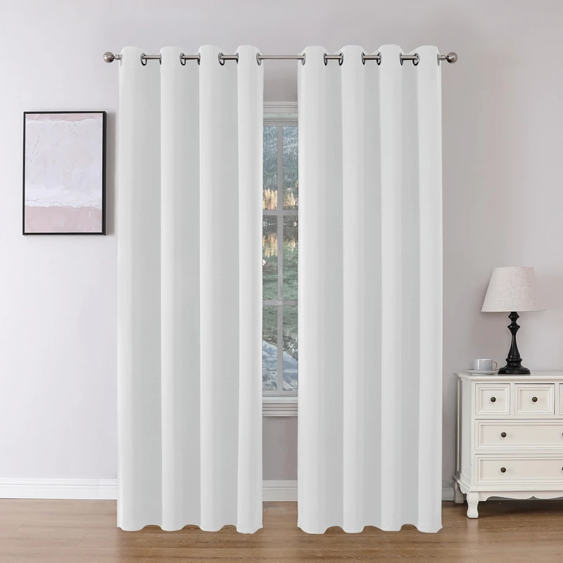 Joydeco Blackout Curtains 95 Inch Length 2 Panels Set, Thermal Insulated Curtains& Drapes 2 Burg, Room Darkening Grommet Drapes for Living Room Bedroom Window (Greyish White, W52 x L95 Inch)