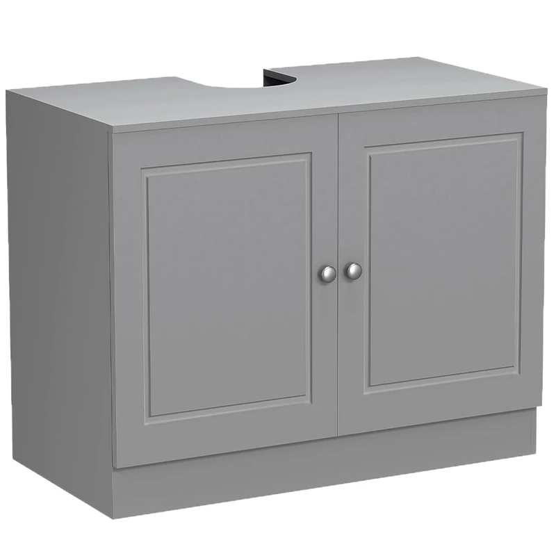 BAKAJI Stone line Vanity Unit with 2 Doors, Base Cabinet for Sinks, Engineered Wood, Gray, Standard - Image 1