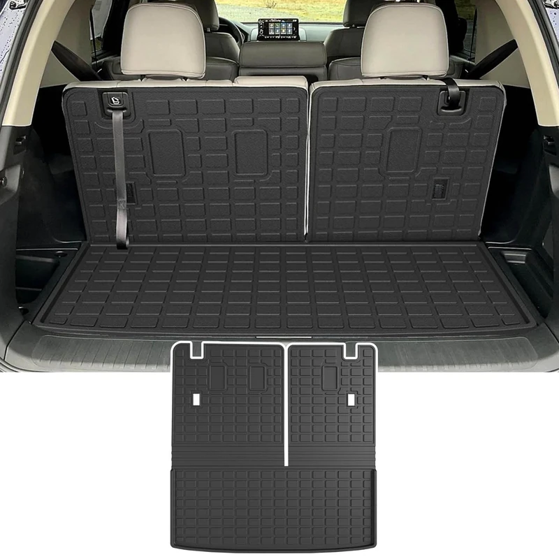 powoq Trunk Mat Compatible with 2023-2024 Honda Pilot Cargo Mat with Backrest Mat All Weather Protection Cargo Liner Behind 3rd Row Replacement for Honda Pilot 2023 2024 Accessories