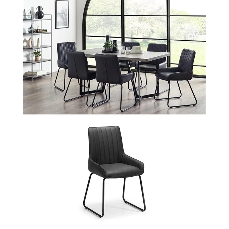 Julian Bowen Set of Miller Concrete Effect Dining Table & 6 Soho Chairs