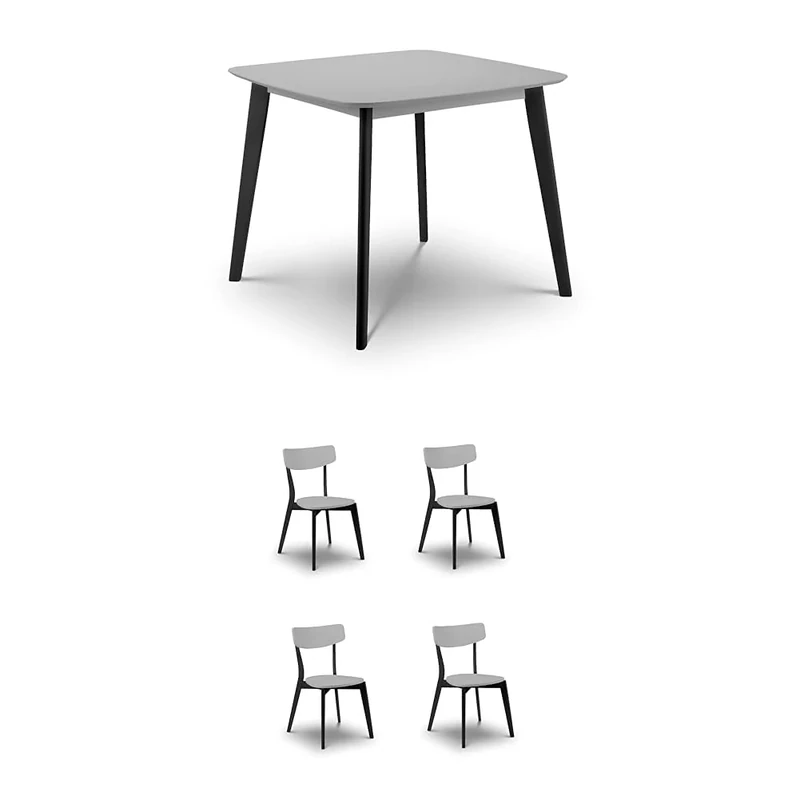 Julian Bowen Set of Casa Grey Dining Table & 4 Casa Grey Dining Chairs