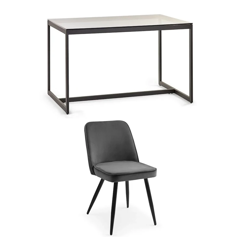 Julian Bowen Set of Chicago Dining Table & 4 Burgess Grey Chairs