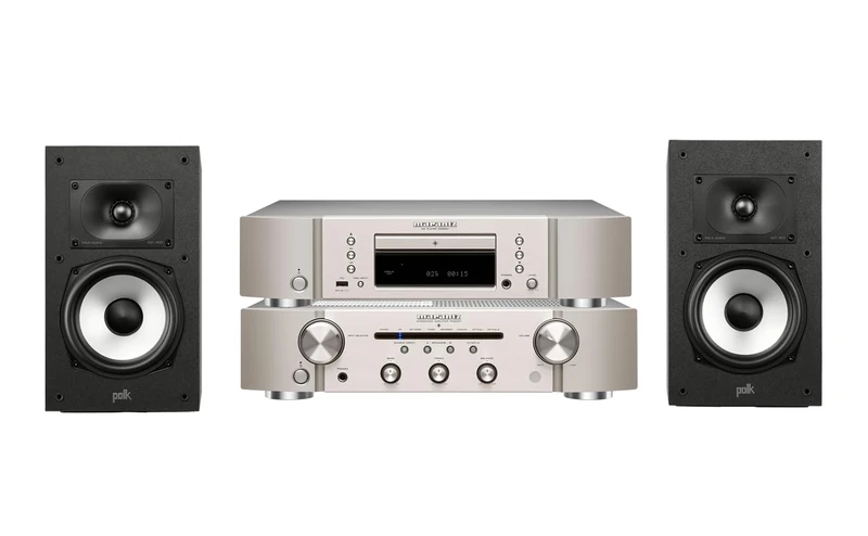 Marantz PM6007 Amplifier, Integrated Amplifier + POLK AUDIO Monitor XT20 High-Resolution Bookshelf Loudspeakers + Marantz CD6007 CD Player, Fine Tuned CD Player