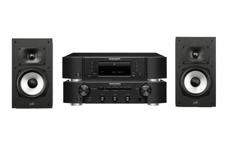 Marantz PM6007 Amplifier, Integrated Amplifier with Digital Connectivity + POLK AUDIO Monitor XT20 High-Resolution Bookshelf Loudspeakers + Marantz CD6007 CD Player Fine Tuned CD Player with USB Port