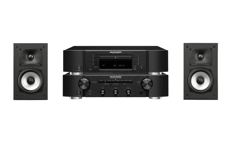 Marantz PM6007 Amplifier, Integrated Amplifier with Digital Connectivity + POLK AUDIO Monitor XT15 High-Resolution Compact Bookshelf Loudspeakers + Marantz CD6007 CD Player, Fine Tuned CD Player