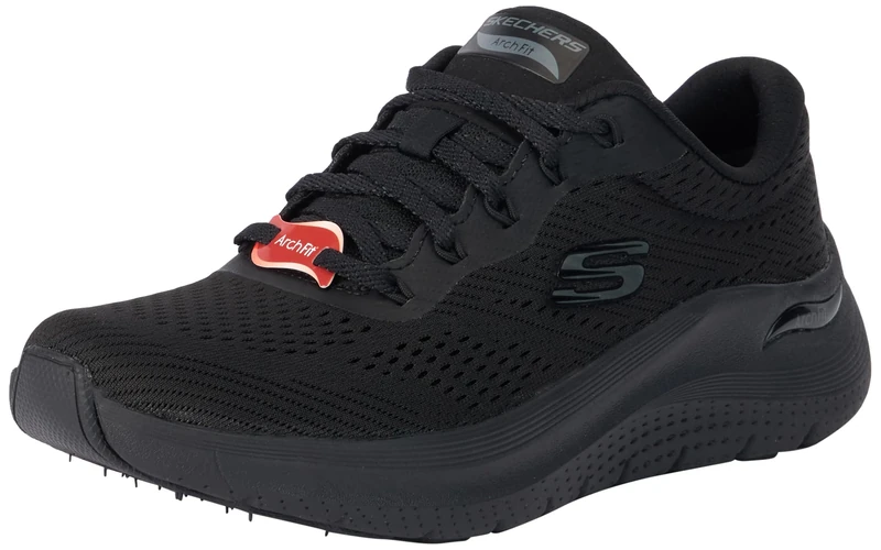 Skechers Women's Arch Fit 2.0 Big League Sneaker, Black Mesh/Gunmetal Trim, 4.5 UK Wide