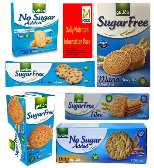Gullon Sugar free & No added sugar Diabetic Luxury Mixed selection Biscuits Assorted, Variety pack of 6, perfect for gifting friends & Family, All Occasions Hamper (5 Bundle)