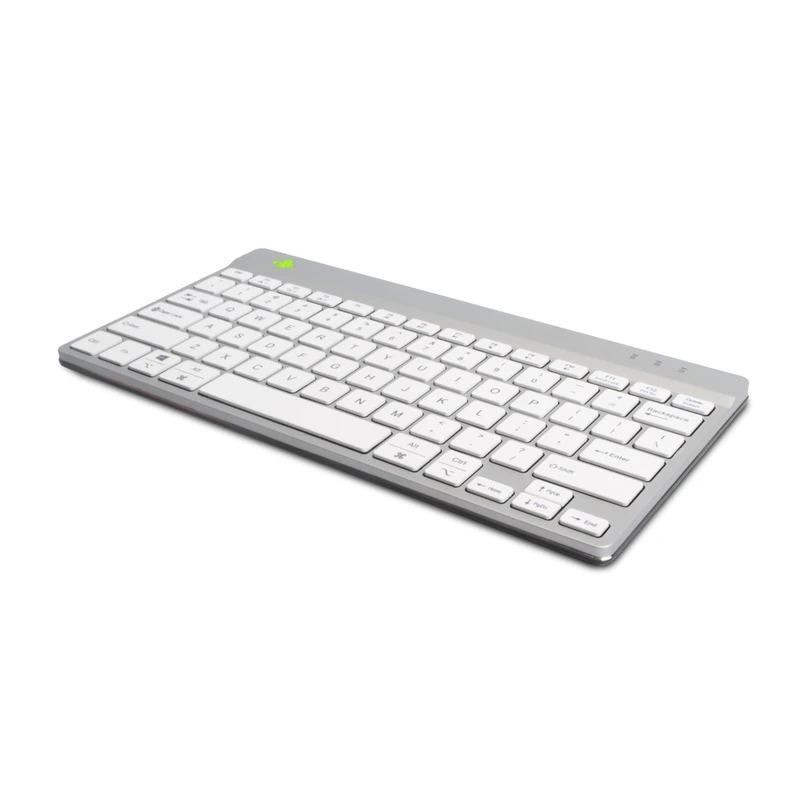 R-Go Compact Break Keyboard, Bluetooth 5.0, QWERTY US Layout, with Anti-RSI Software, Ergonomic Flat Design, Compatible with Windows/MacOS, White