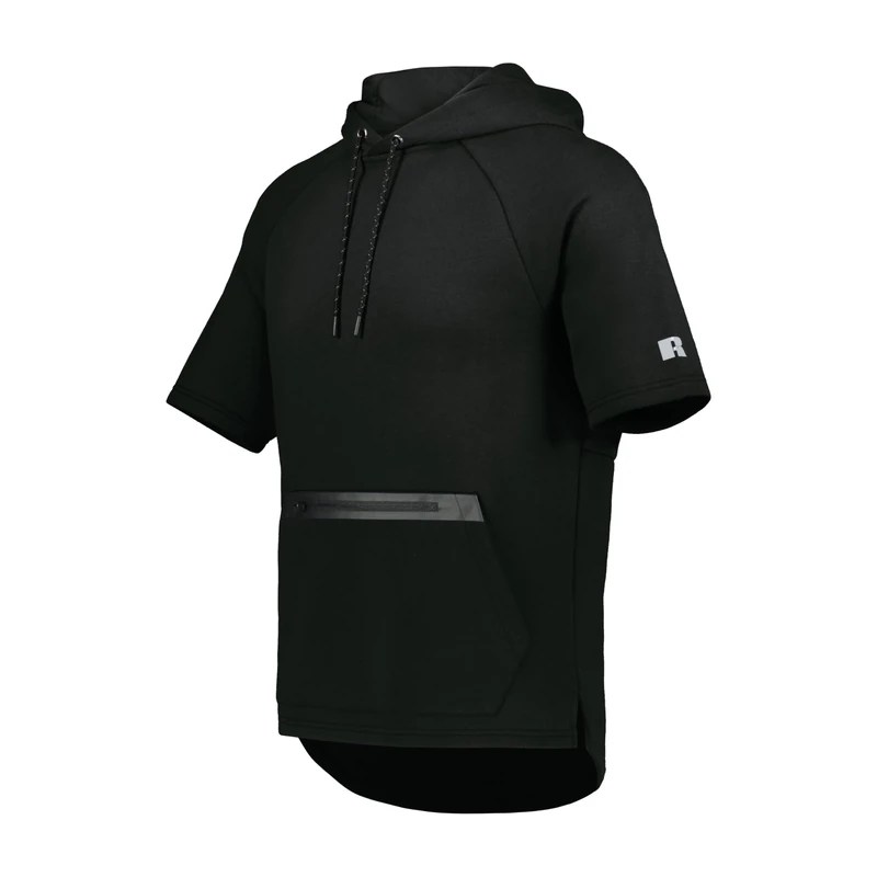 Russell Athletic Men's Legend Short Sleeve Tech Fleece Hoodie Sweatshirt, Black, L