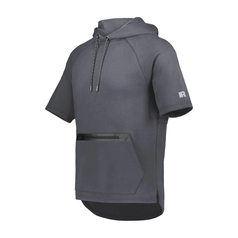 Russell Athletic Legend Tech Fleece Hoodie - Warm, Breathable Cage Jacket with Pocket - Outdoor & Everyday Comfort!, Stealth, XXL