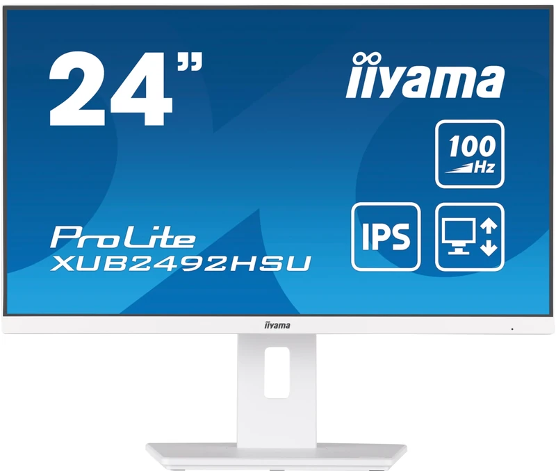 iiyama XUB2492HSU-W6 24 inch White IPS LCD slim bezel, 100Hz, 0.4ms (MPRT), FreeSync, 1920x1080,HDMI/DP, 4 x USB Height Adjustable Stand