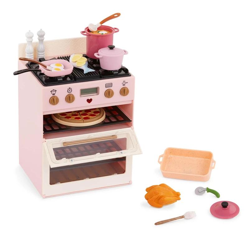 Our Generation – 18-Inch Doll Accessories – Double Oven Cooking Playset – Kitchen Toys & Pretend Food Items – Pretend Play 3+ Years– Make & Bake Stove